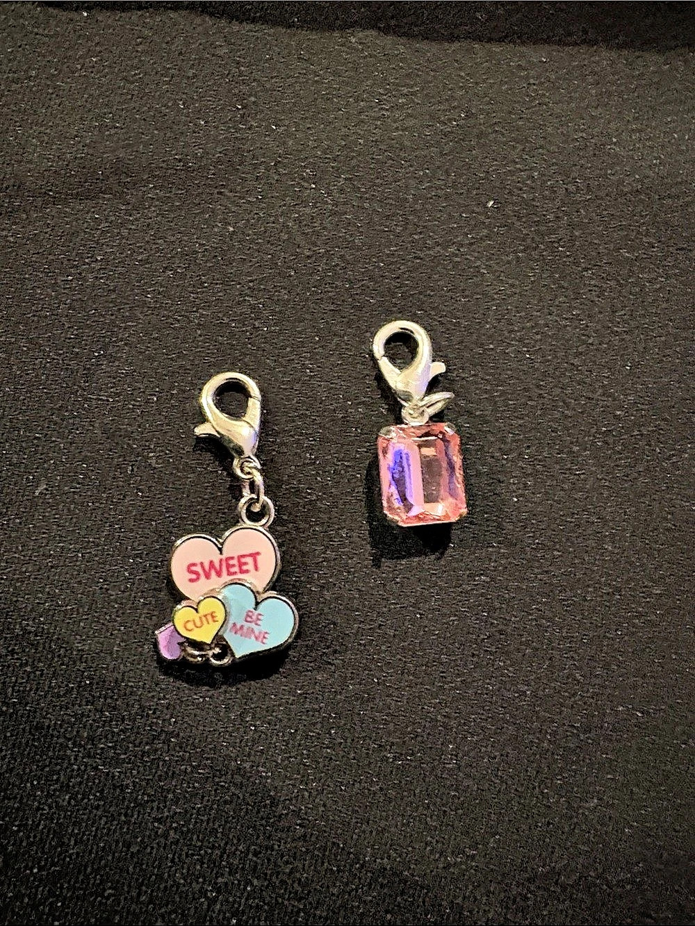 2 Pink & silver Charms